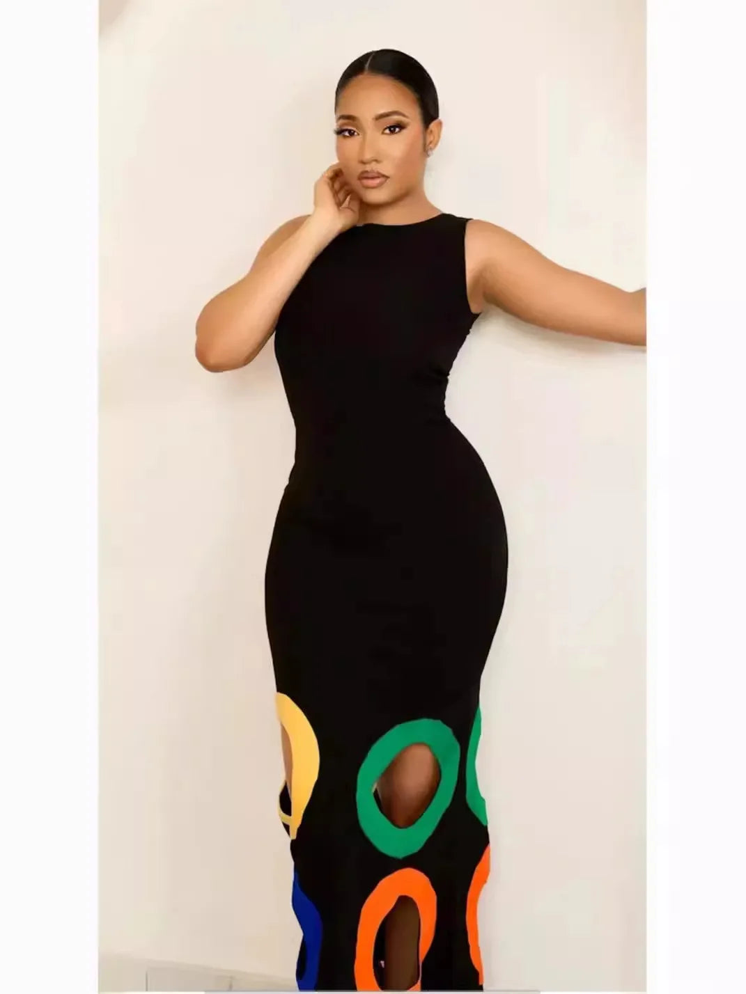 Livia Colorful Hollow Out Bodycon Maxi Dress