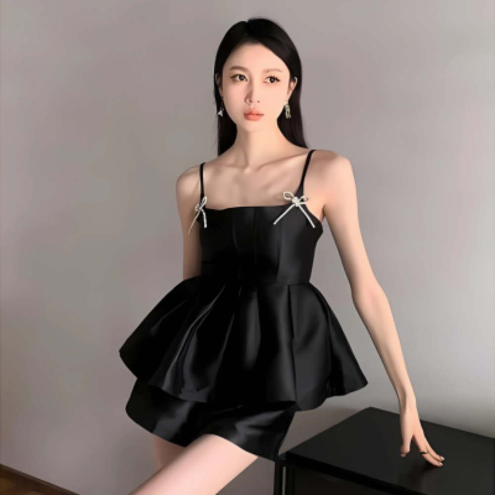 Elegant Black Shorts Sets
