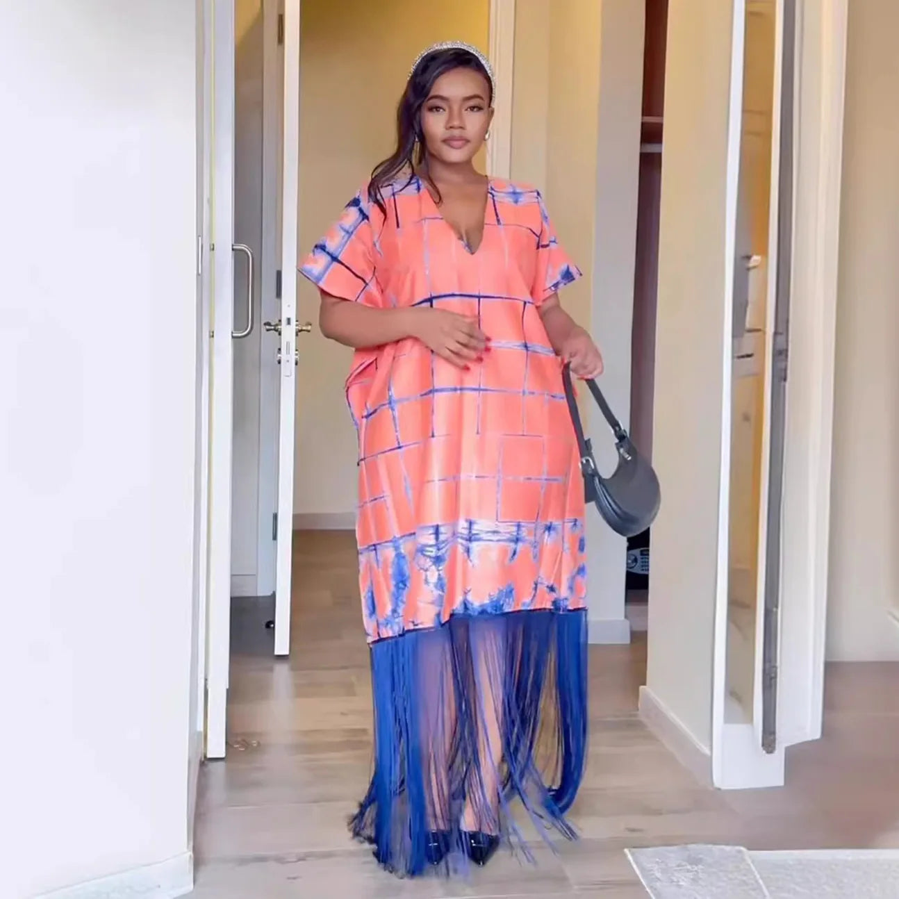 V-Neck Kaftan Maxi Dress