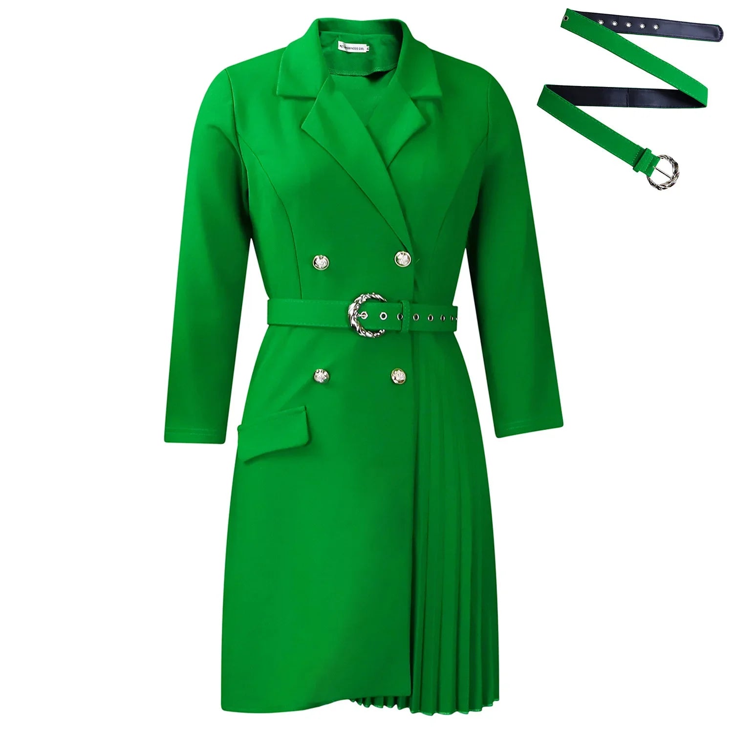 Celina Long Sleeve Belt Buttons Dresses