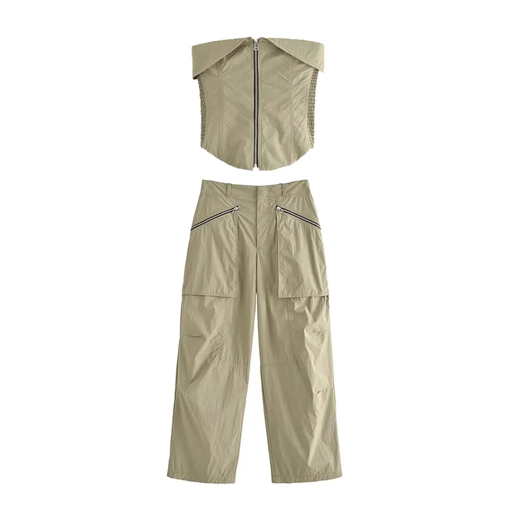 Zara Tube Fold Top Pants Coord Set
