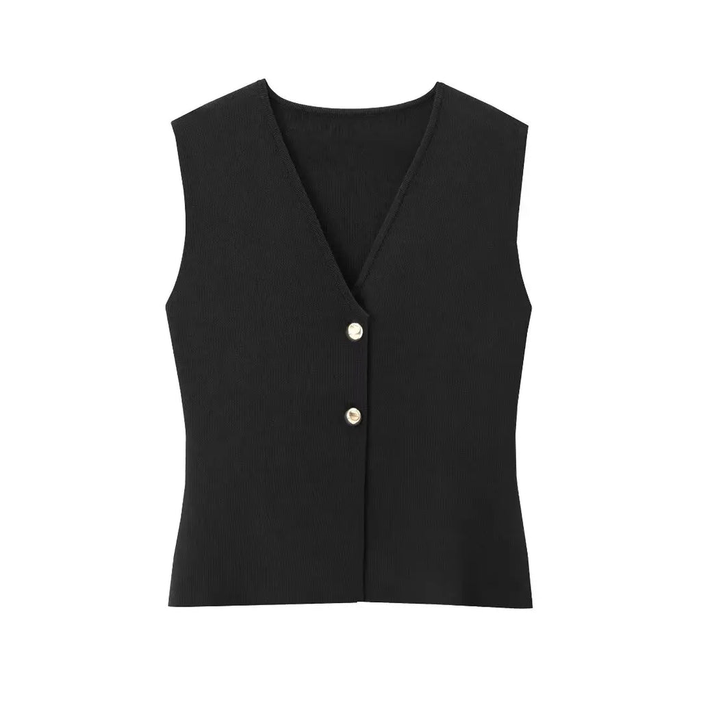 Casual Suit Fashion Knitted V-Neck Sleeveless