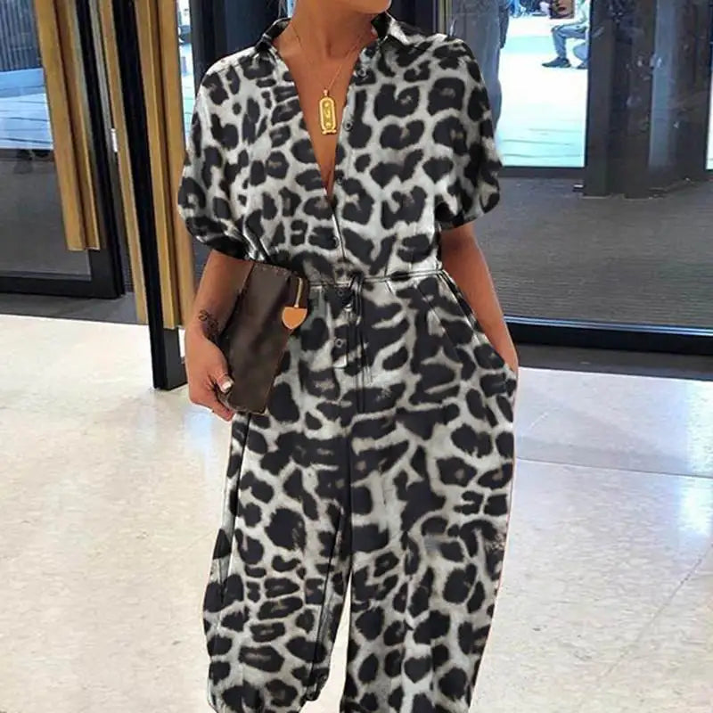 Calla Lace-Up Short Sleeve Jumpsuit