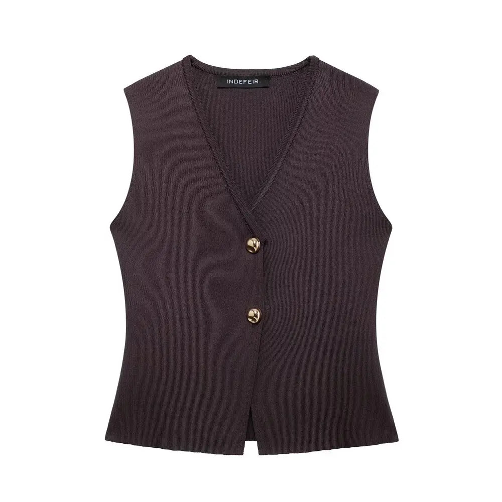 Casual Suit Fashion Knitted V-Neck Sleeveless