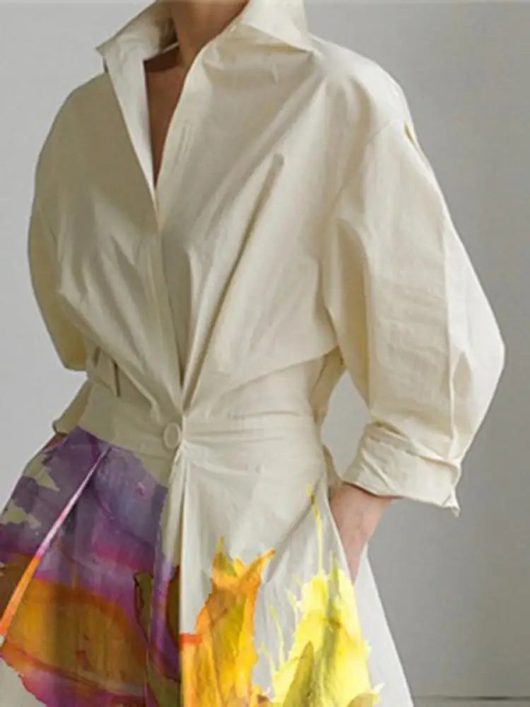 Mireya Lapel Long Dress