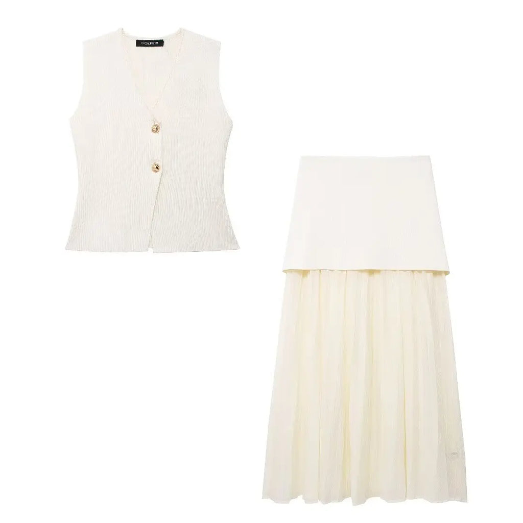 Casual Suit Fashion Knitted V-Neck Sleeveless