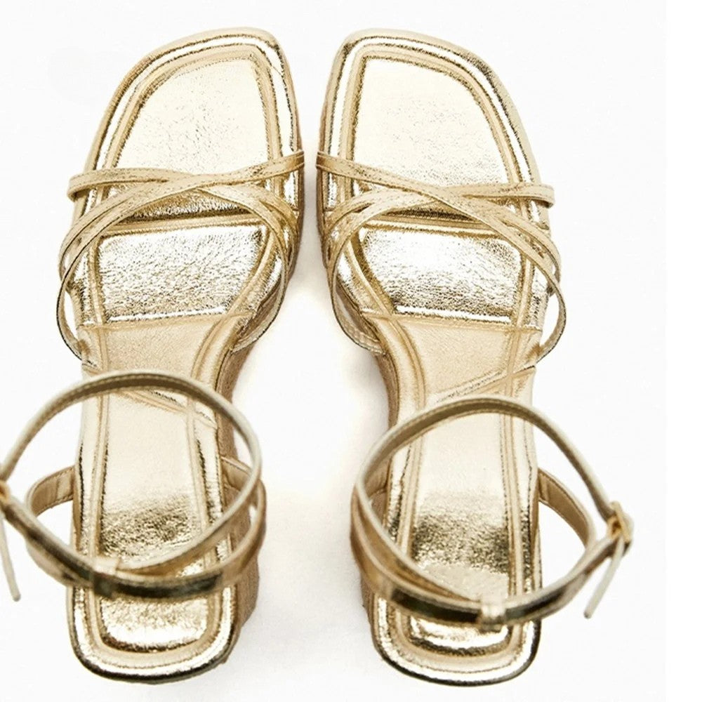 Gold Platform Wedge Sandals