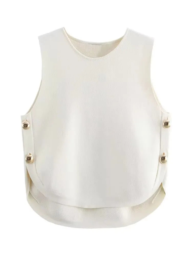 Women's Vest Slim with Side Buttons