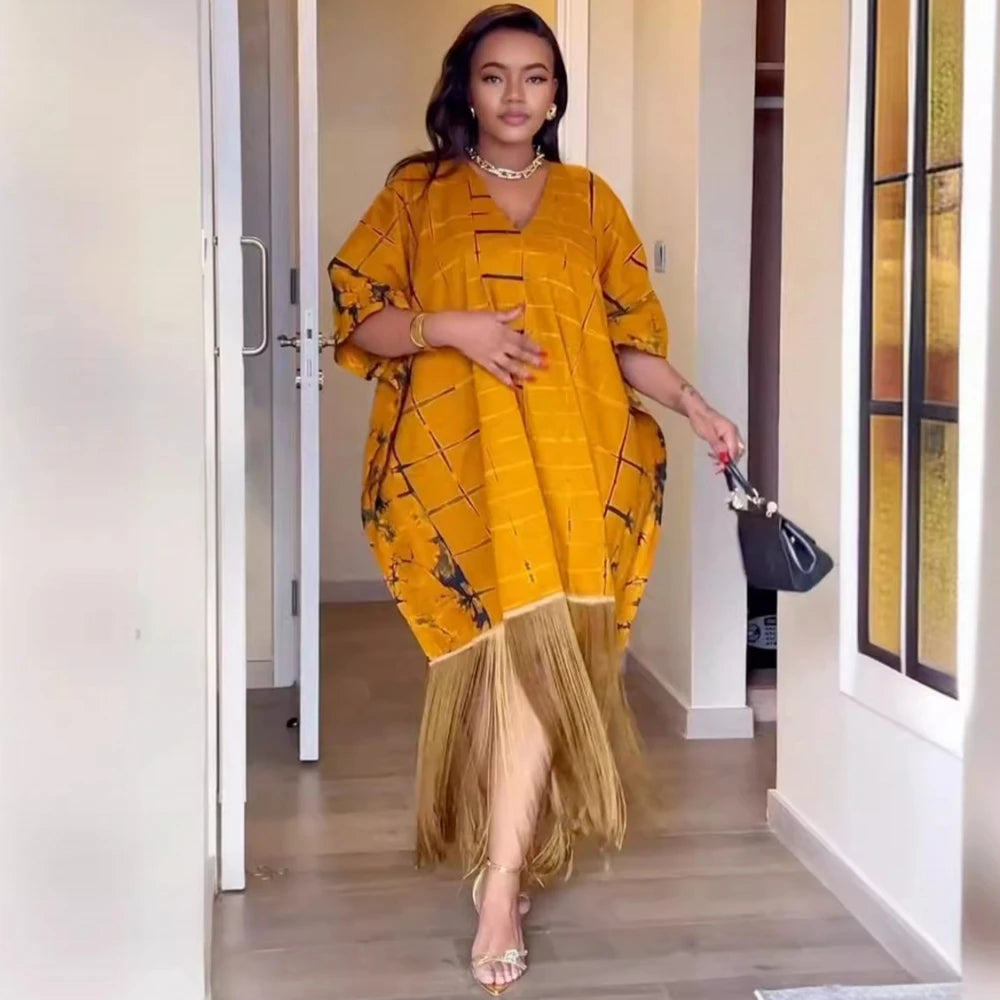 V-Neck Kaftan Maxi Dress