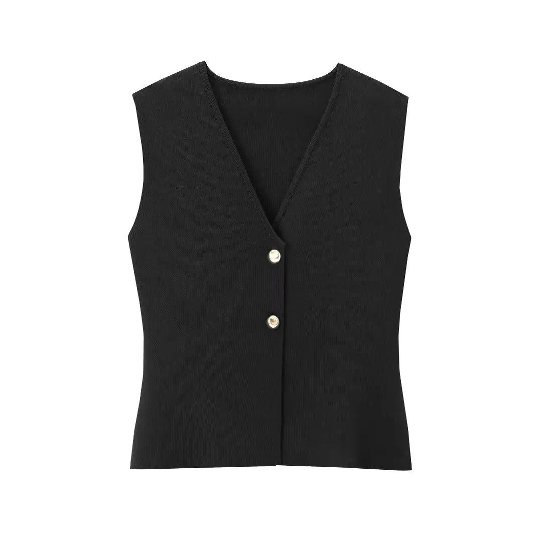 Casual Suit Fashion Knitted V-Neck Sleeveless
