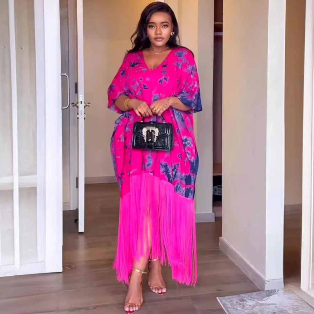 V-Neck Kaftan Maxi Dress