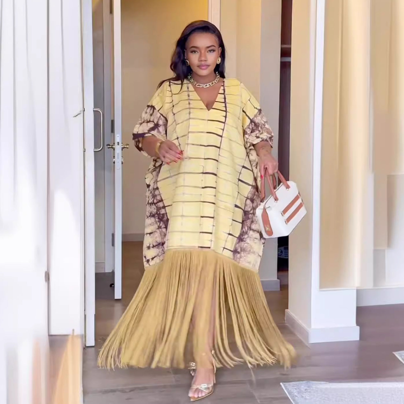 V-Neck Kaftan Maxi Dress