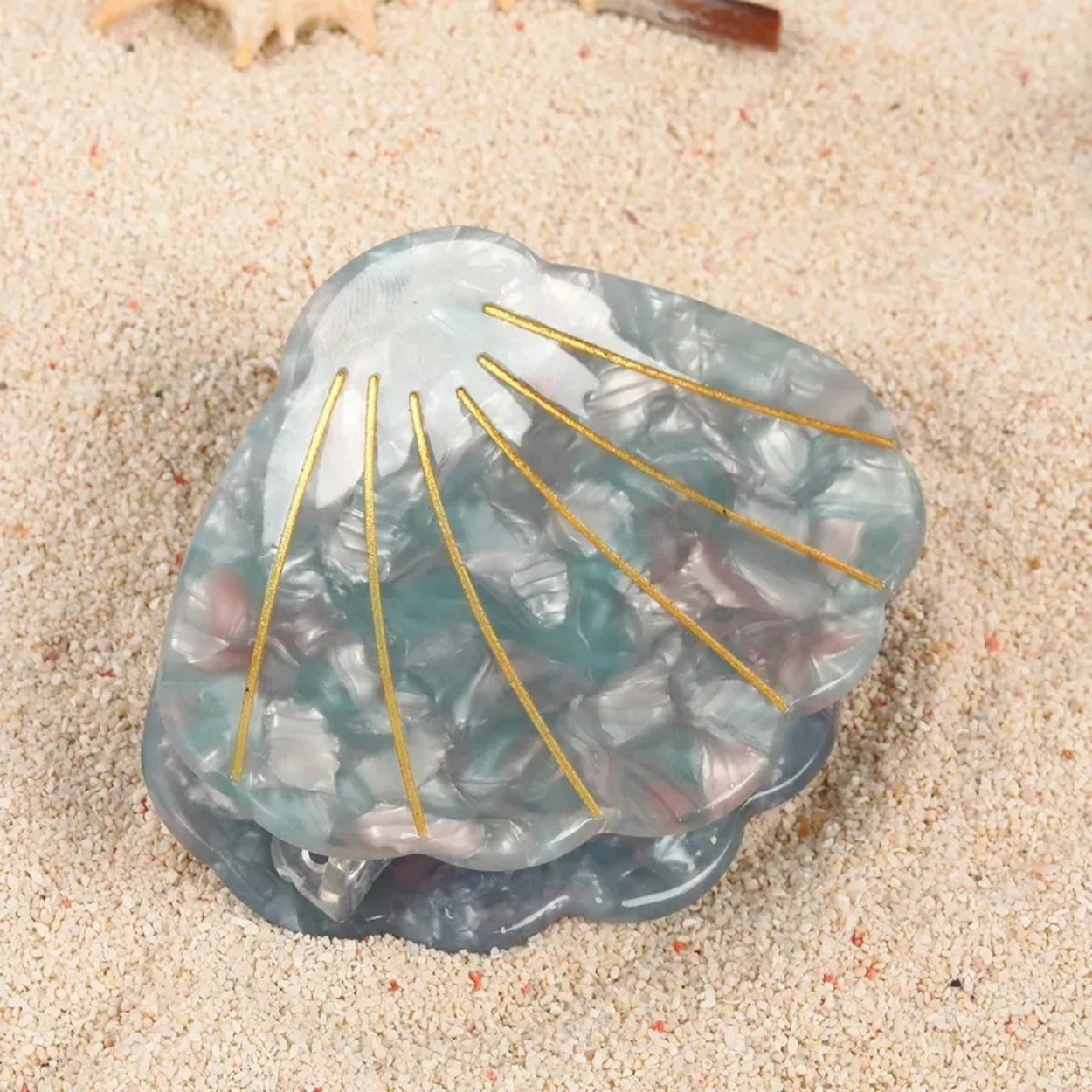 Coral Shell Hair Grips