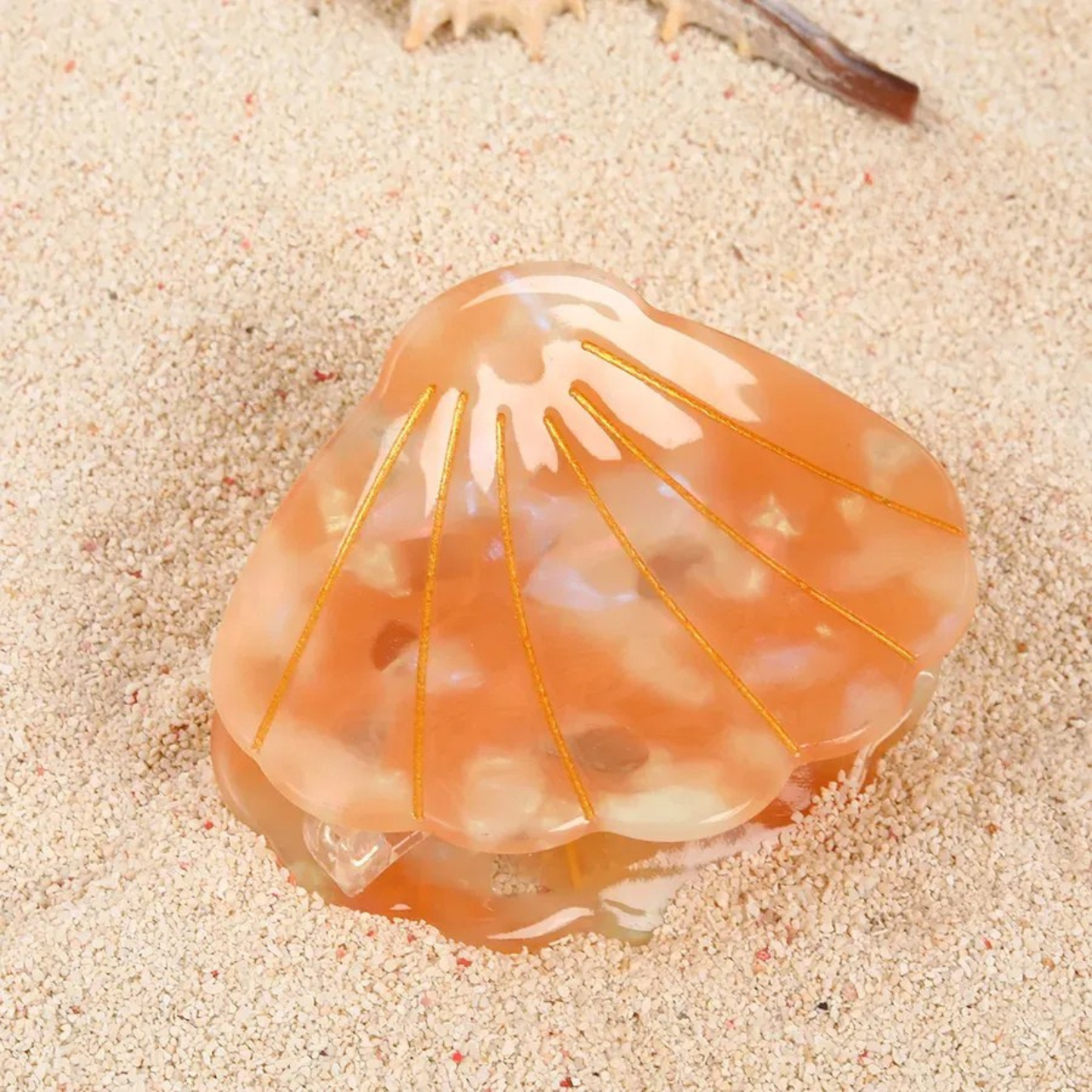 Coral Shell Hair Grips