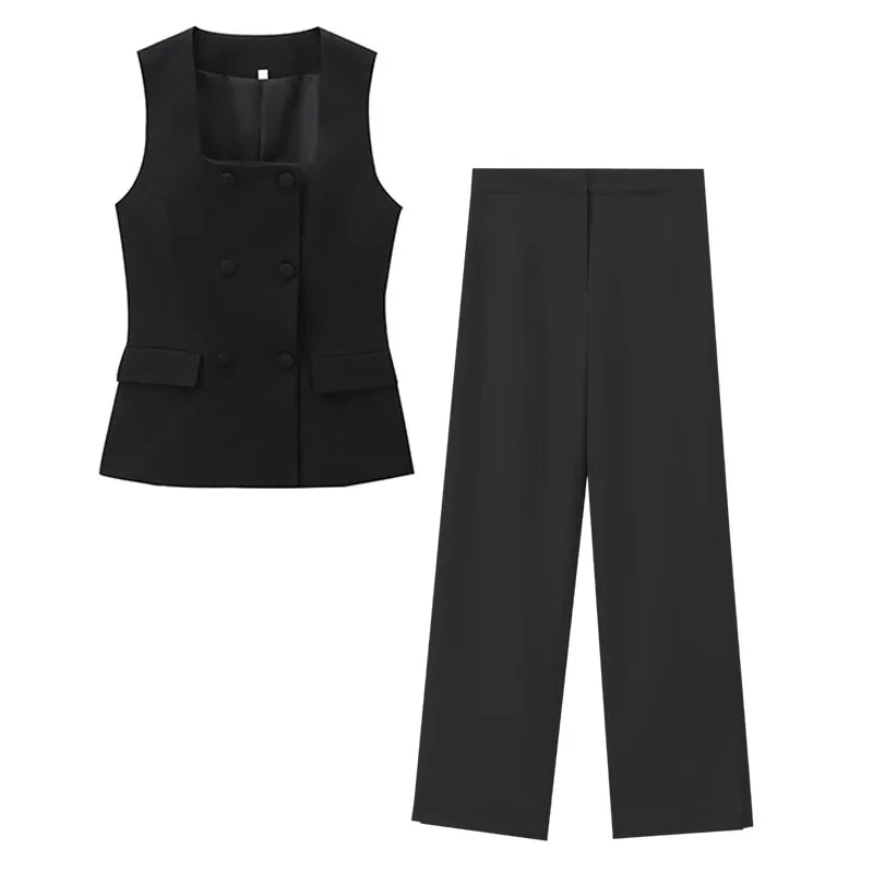 Aria Slit Stralght Pant Set