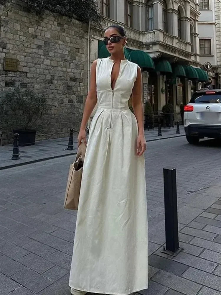 Missy Waist Zipper Maxi Dress