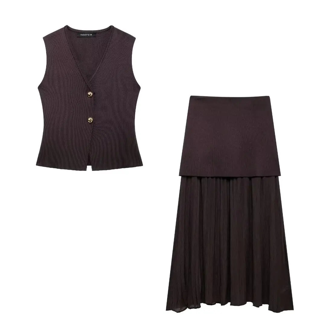 Casual Suit Fashion Knitted V-Neck Sleeveless