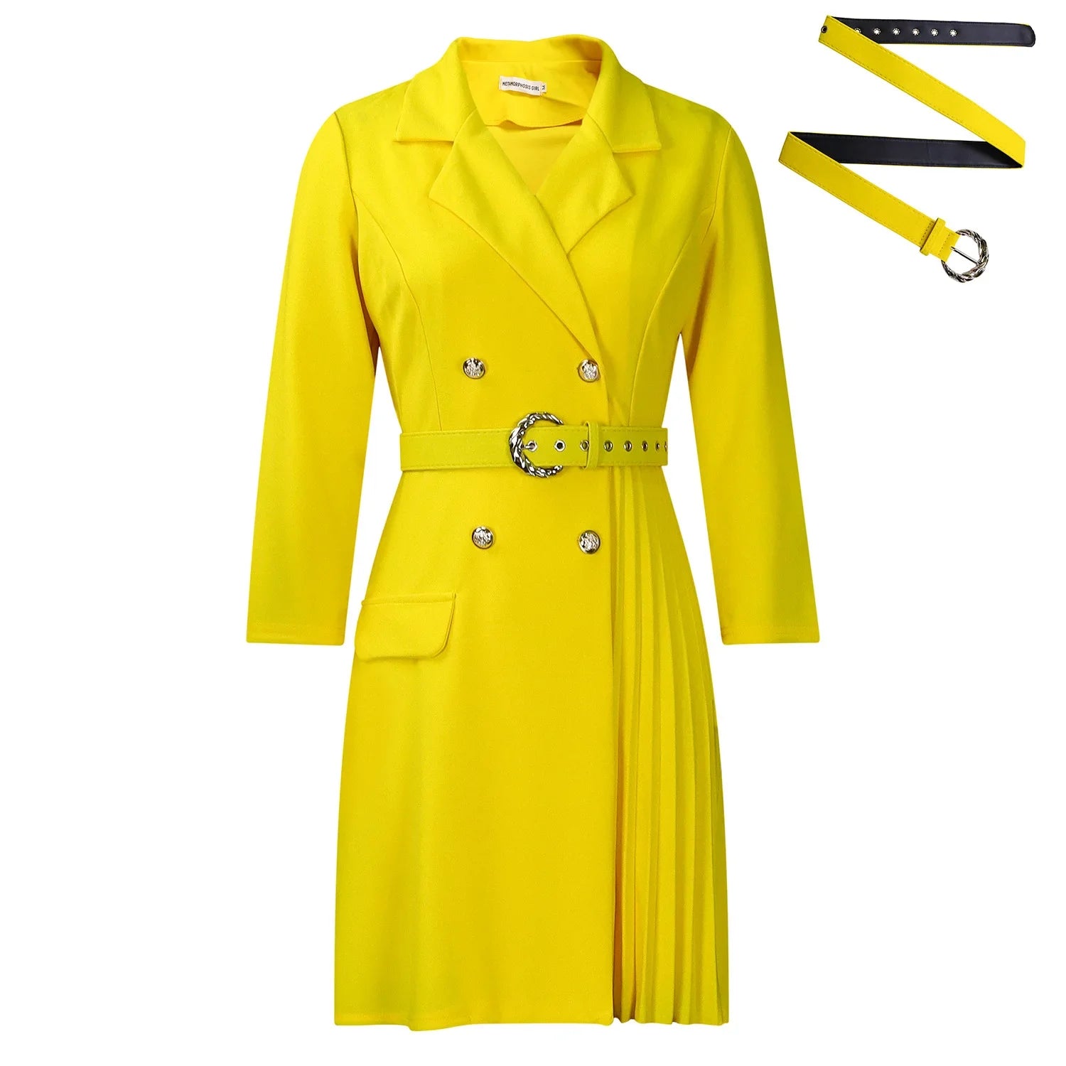 Celina Long Sleeve Belt Buttons Dresses