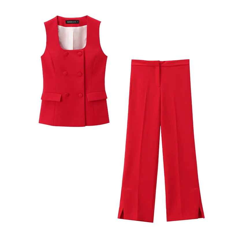 Aria Slit Stralght Pant Set