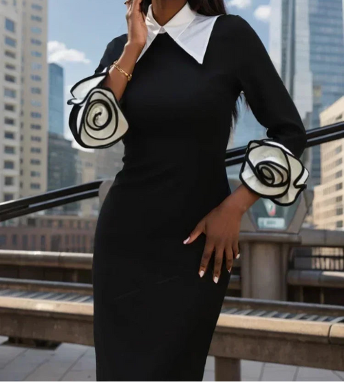Aina Elegant Petal Sleeve Dress