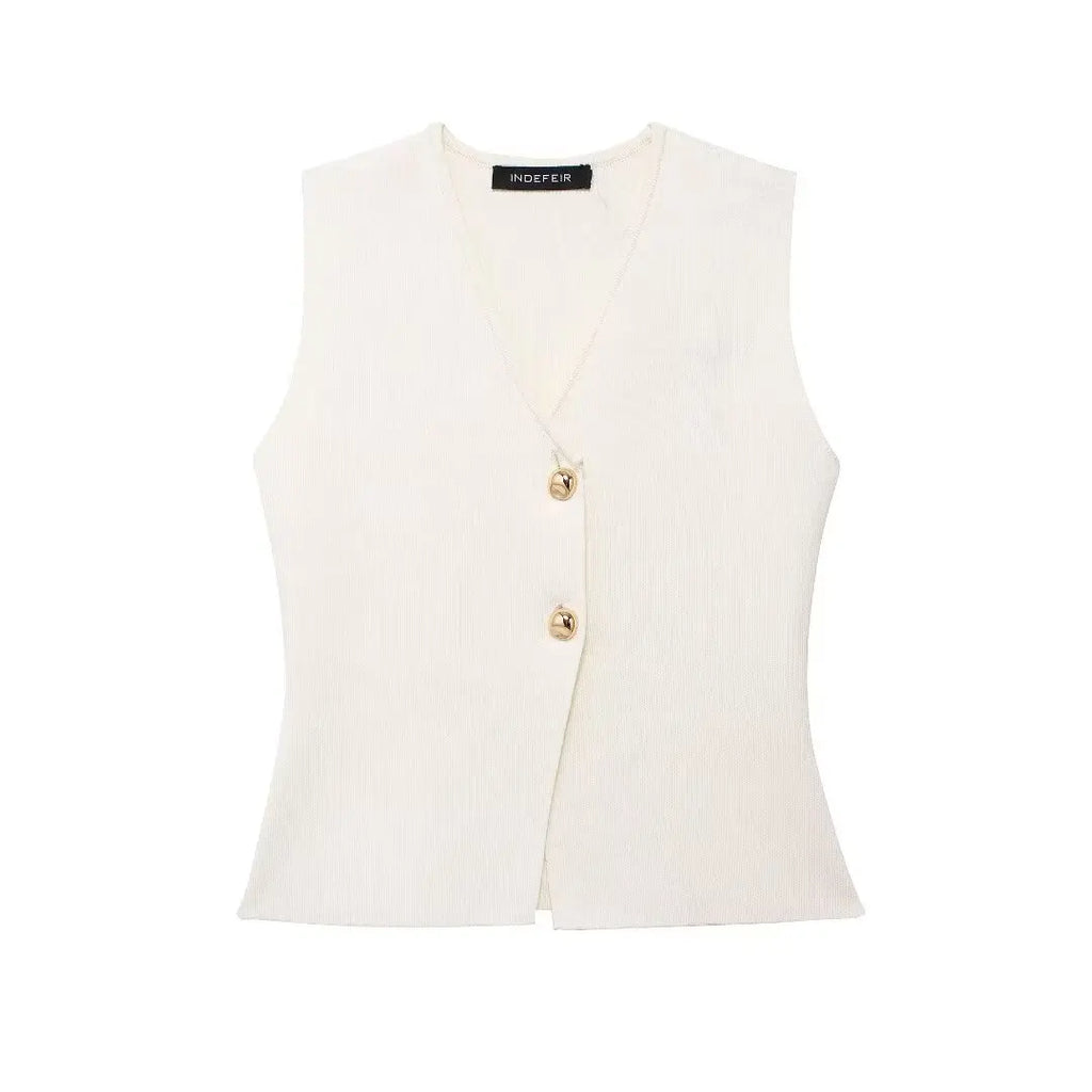 Casual Suit Fashion Knitted V-Neck Sleeveless