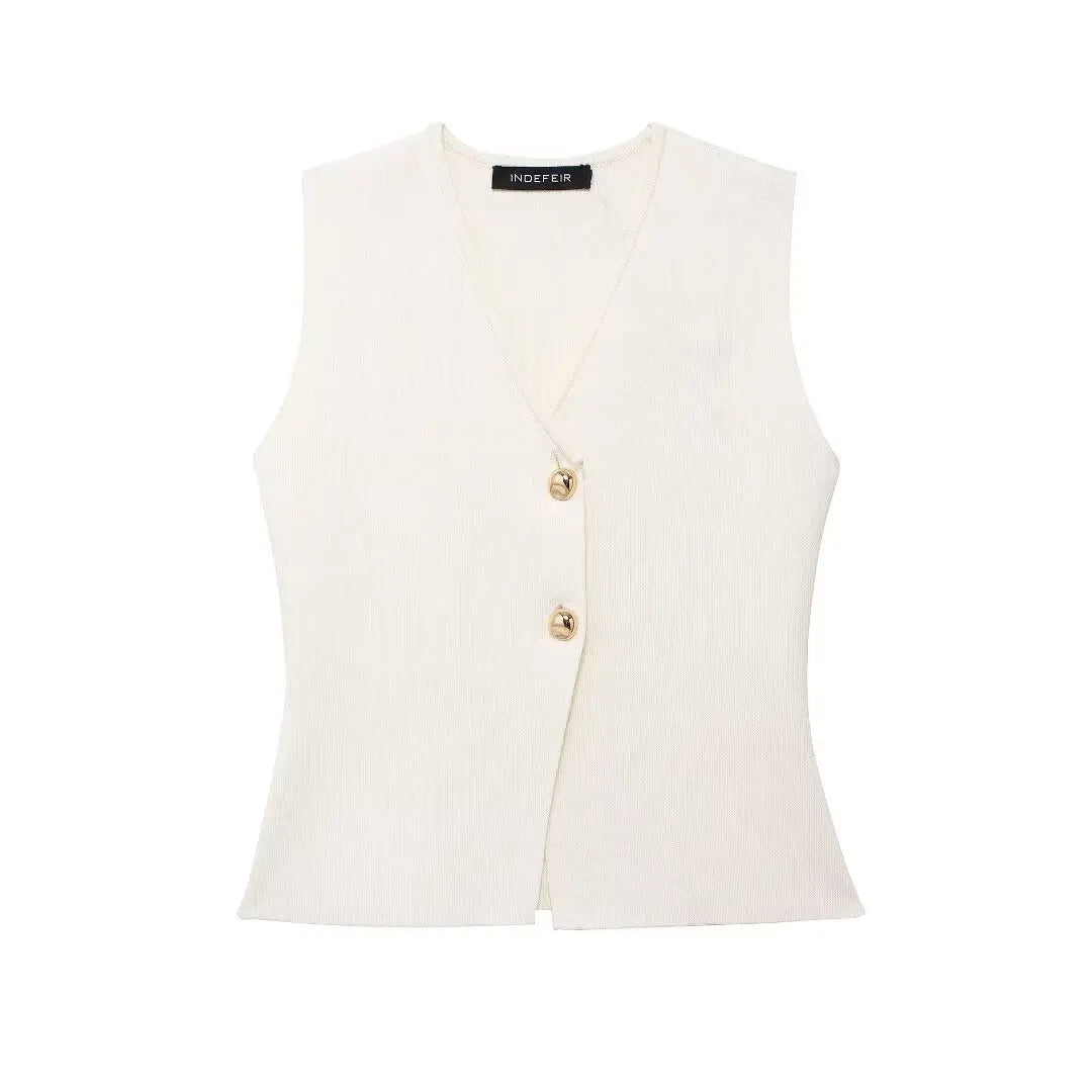 Casual Suit Fashion Knitted V-Neck Sleeveless