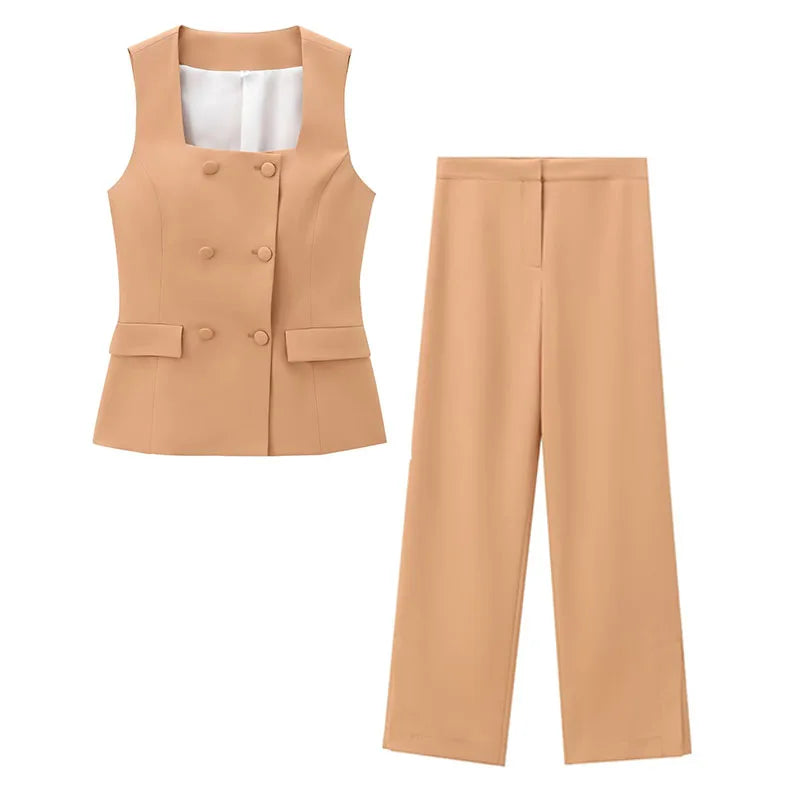 Aria Slit Stralght Pant Set