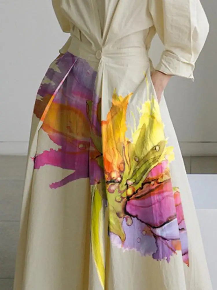 Mireya Lapel Long Dress
