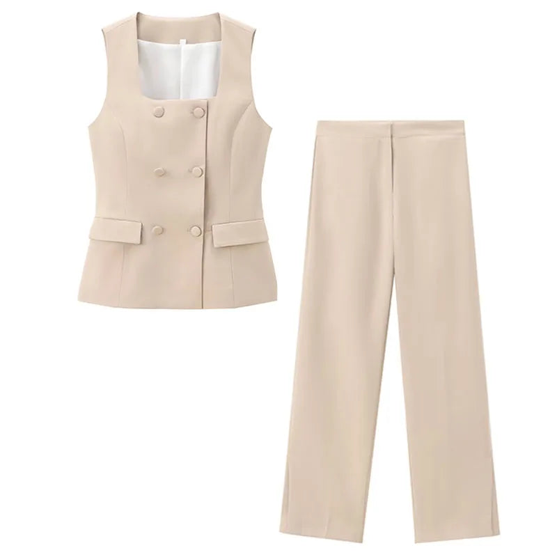 Aria Slit Stralght Pant Set