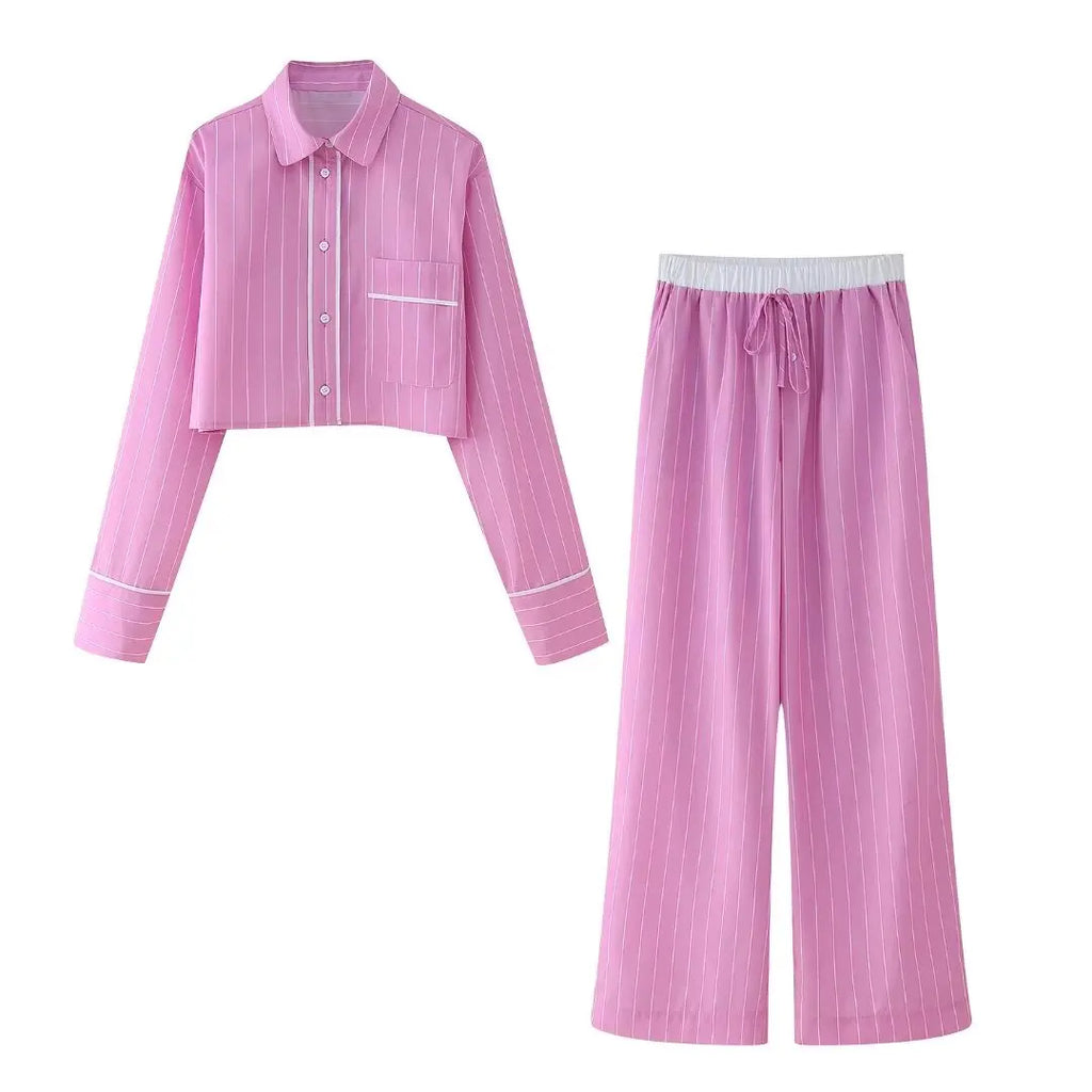 Grace Suit Shirt+Drawstring Long Pants